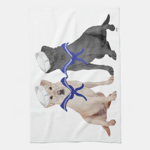 Yellow & Black Labrador Retrievers Kitchen Towel