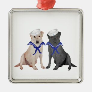 Yellow & Black Labrador Retrievers Metal Ornament
