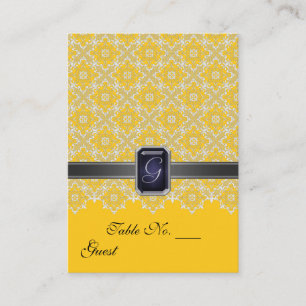 Yellow & Black Lace Wedding Table  PlaceCard