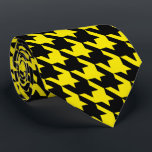 Yellow & Black Large Houndstooth Check Neck Tie<br><div class="desc">Leonbience fashion ties.</div>