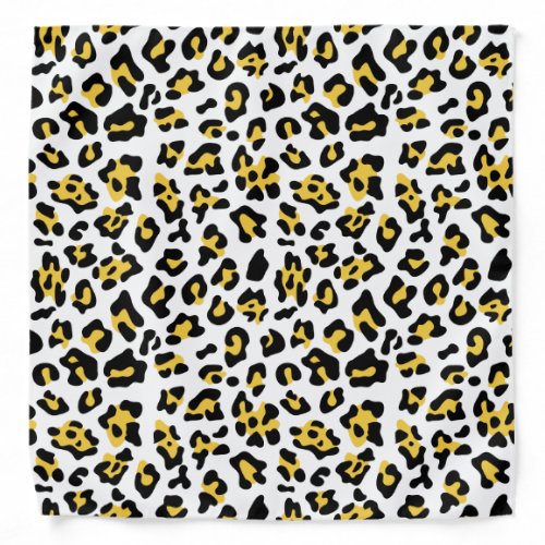 Yellow Black Leopard Animal Print Pattern Bandana