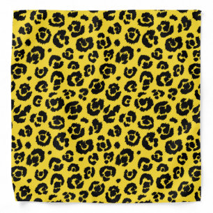 Yellow Black Leopard Print Bandana