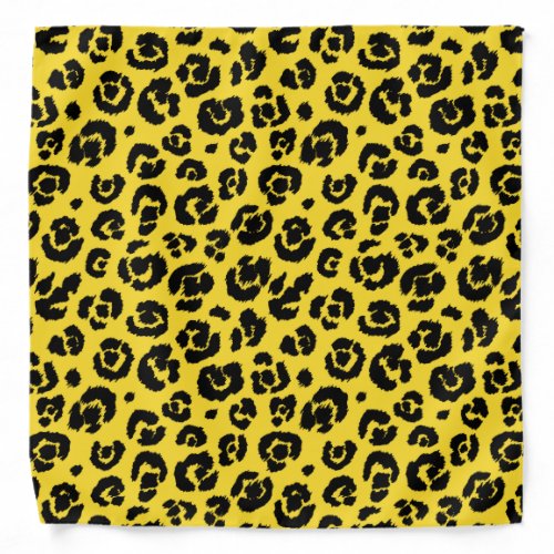 Yellow Black Leopard Print Bandana