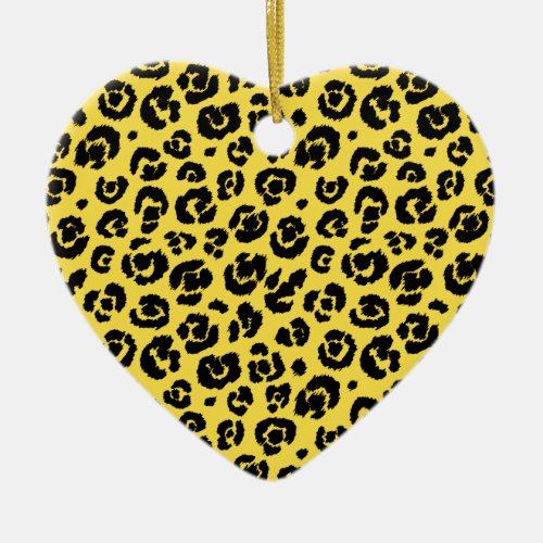 Yellow Black Leopard Print Ceramic Ornament