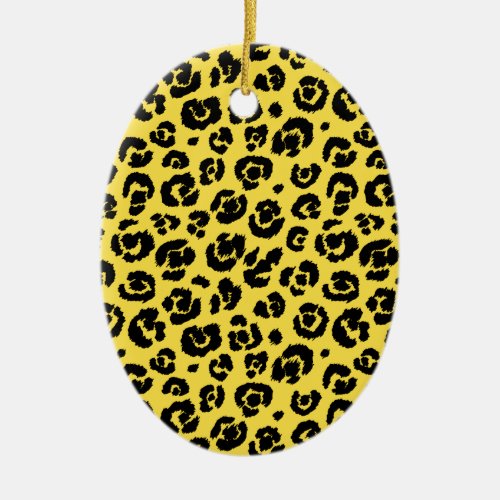 Yellow Black Leopard Print Ceramic Ornament