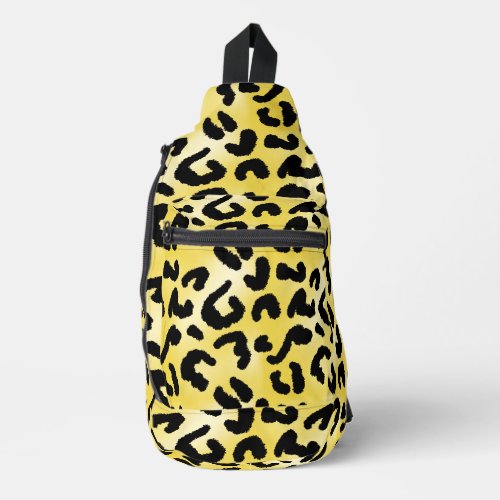Yellow  Black Leopard Print Cross Body Sling Bag