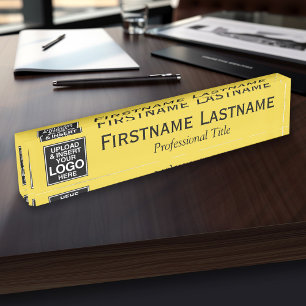 Yellow Black - Logo, Name and Professional Title Nameplate
