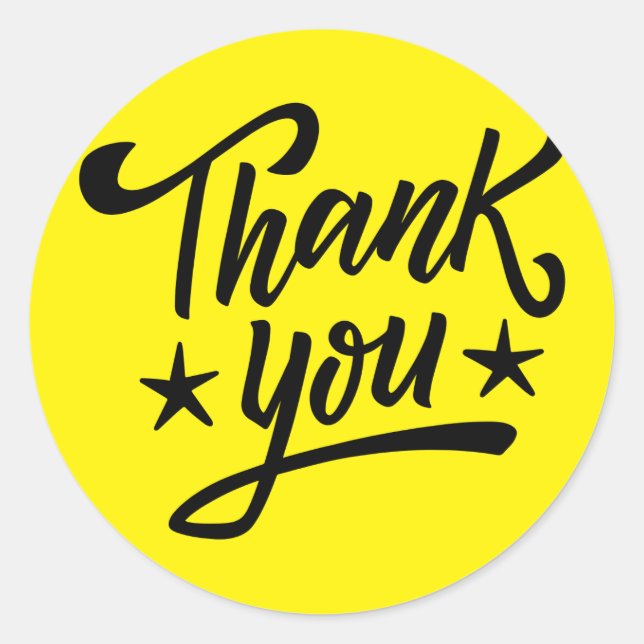 Yellow & Black Minimalist Thank You Sticker (Front)
