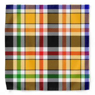 Yellow Black Multicolour Flannel Plaid Tartan Bandana