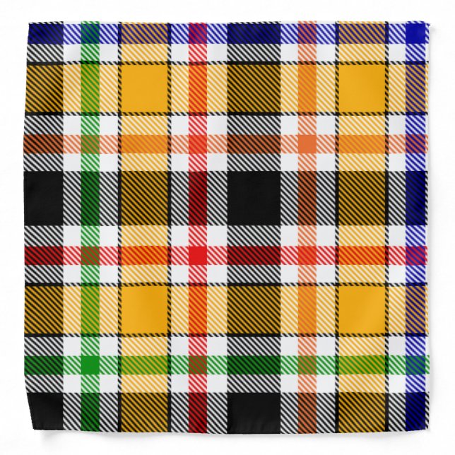 Yellow Black Multicolour Flannel Plaid Tartan Bandana (Front)