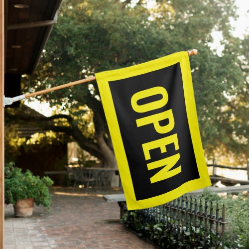 YELLOW  BLACK OPEN SIGN FLAG