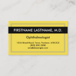 [ Thumbnail: Yellow, Black, Ophthalmologist Business Card ]