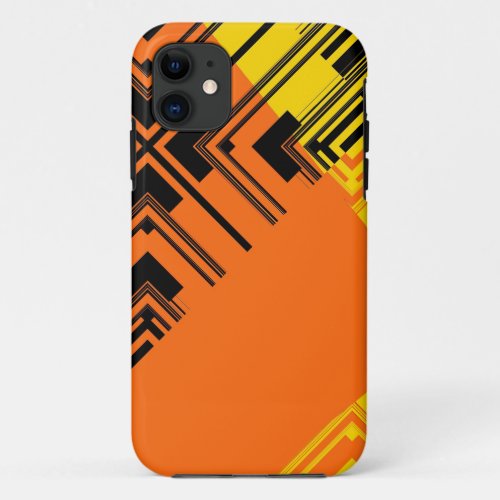 Yellow Black Orange Pattern Retro Art Design iPhone 11 Case