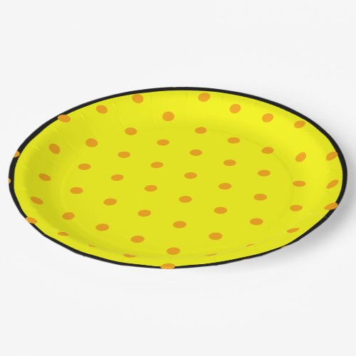 Yellow Black Orange Polka Dots  Paper Plates