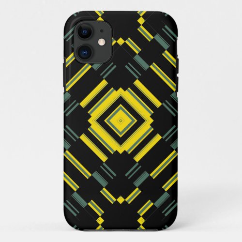 Yellow Black Pattern Retro Art Design 2 iPhone 11 Case