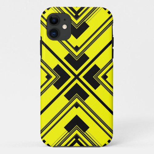 Yellow Black Pattern Retro Art Design iPhone 11 Case