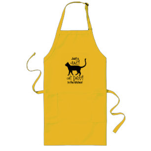 Yellow Black Personalized Crazy Cat Daddy Long Apron