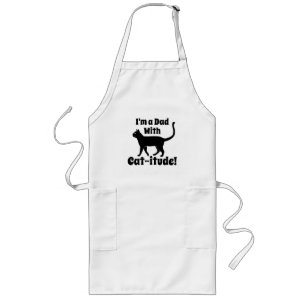 Yellow Black Personalized Dad With Cat-itude  Long Apron