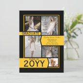 Yellow & Black Photo Collage Class of Graduation Announcement (Standing Front)