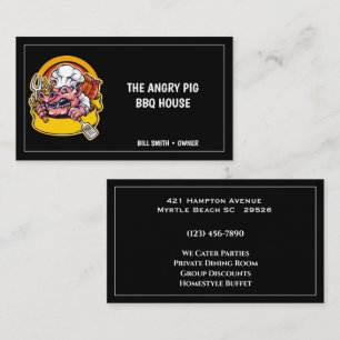 Yellow Black Pig Barbecue Pork Business Card
