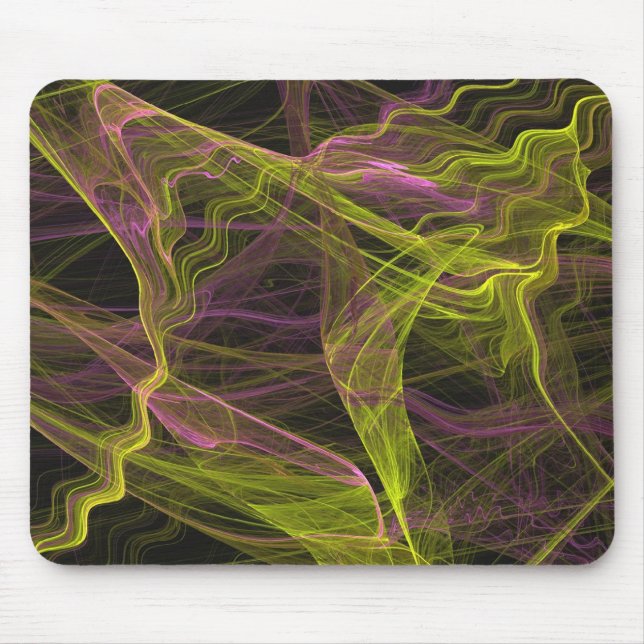 Yellow, Black, Pink Fractal Mousepad (Front)