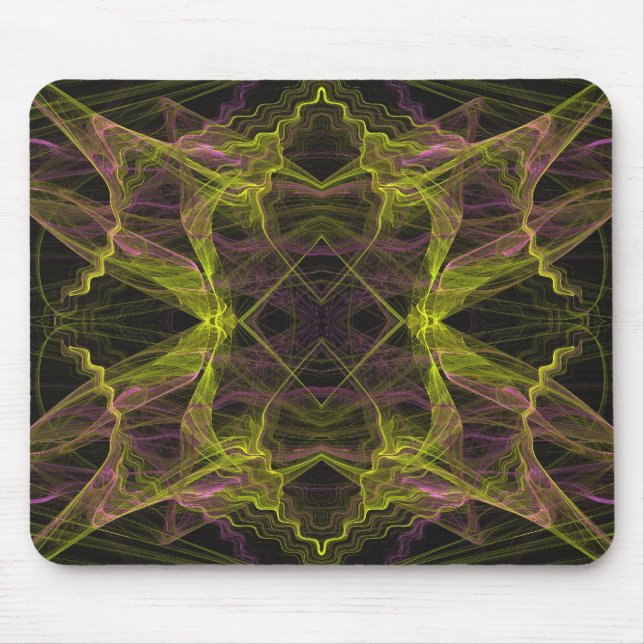 Yellow, Black, Pink Fractal Mousepad (Front)