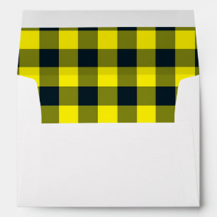 Yellow Black Plaid Checker Pattern Envelope