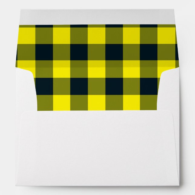 Yellow Black Plaid Checker Pattern Envelope (Back (Bottom))