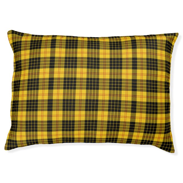 Yellow + Black Plaid Dog Bed (Front)