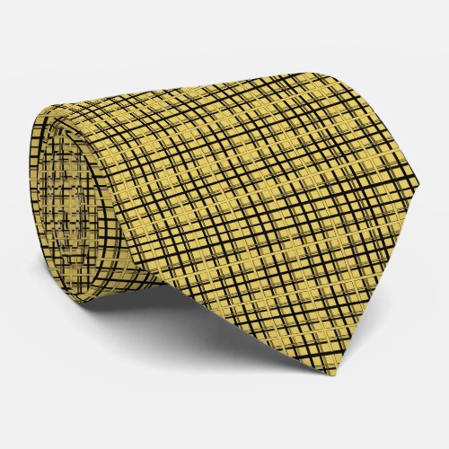 Yellow  Black Plaid Elegant Neck Tie