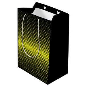 Yellow Black Polka Dot Halftone Background    Medium Gift Bag