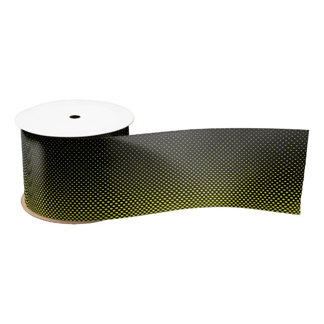 Yellow Black Polka Dot Halftone Background     Satin Ribbon (Spool)