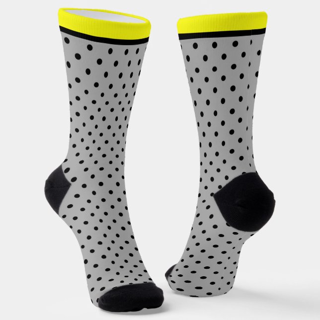 Yellow black polka dot socks (Angled)
