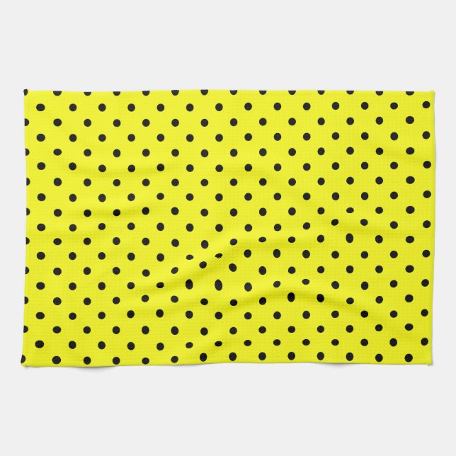 Yellow black polka dot towel (Horizontal)