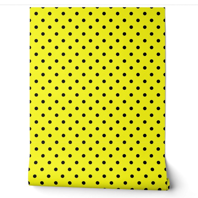 Yellow black polka dot wallpaper  (Unrolling)