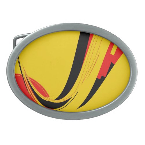 Yellow Black Red Retro Painting Abstract Art Belt Buckle