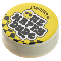 Yellow Black Retro One Happy Dude First Birthday Chocolate Covered Oreo Zazzle