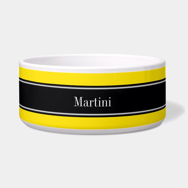 Yellow, Black Ribbon Name Monogram Bowl (Front)