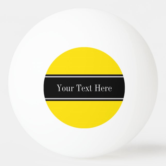 Yellow, Black Ribbon Name Monogram Ping Pong Ball (Front)