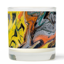 Yellow Black Silver Orange Scented Candle