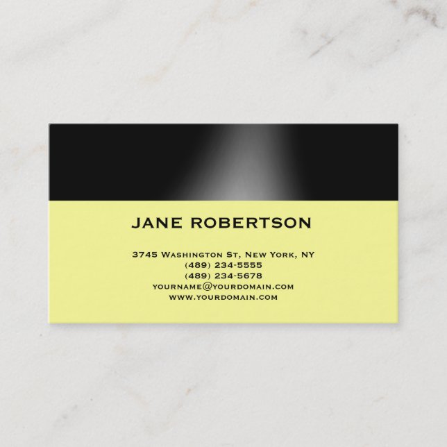 Yellow Black Simple Plain Business Card (Front)