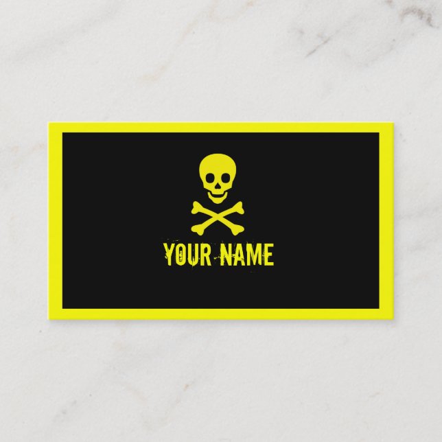 Yellow black skull crossbones customizable cards (Front)