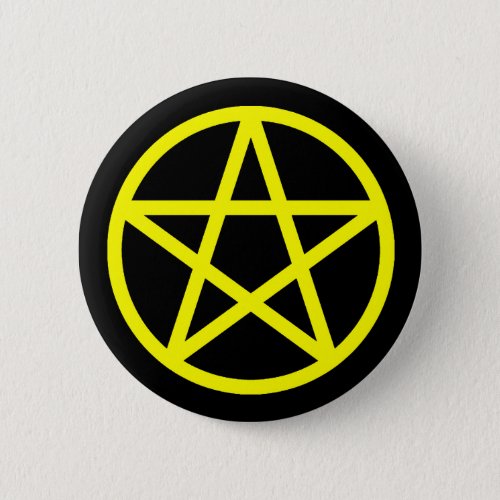 Yellow Black Solid Pentacle Button
