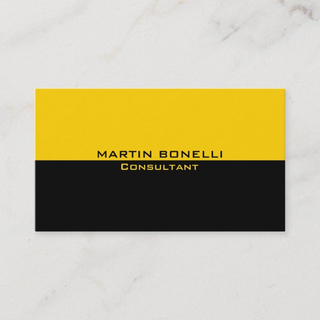 Yellow Black Special Unique Plain Clean Business Card (Front)