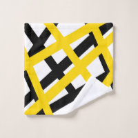 Black & Yellow Geometric Funky Modern Pattern Bath Towel Set, Zazzle