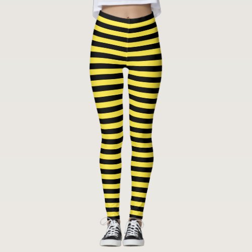 Yellow Black Stripes Bumble Bee Halloween Party Leggings