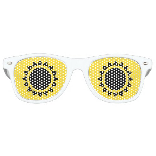 Yellow  Black Sunflower Adult  Retro Sunglasses