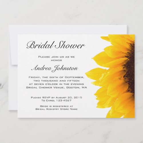 Yellow Black Sunflower Bridal Shower Invitation