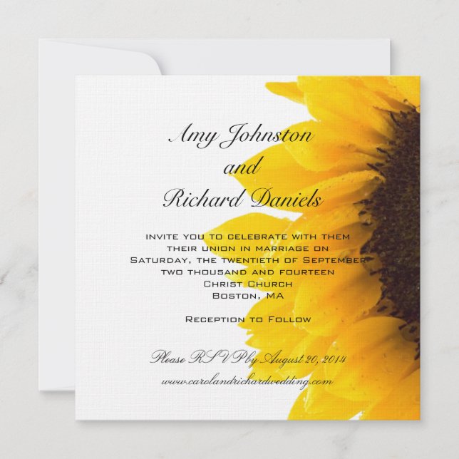 Yellow Black Sunflower Wedding Invitation (Front)