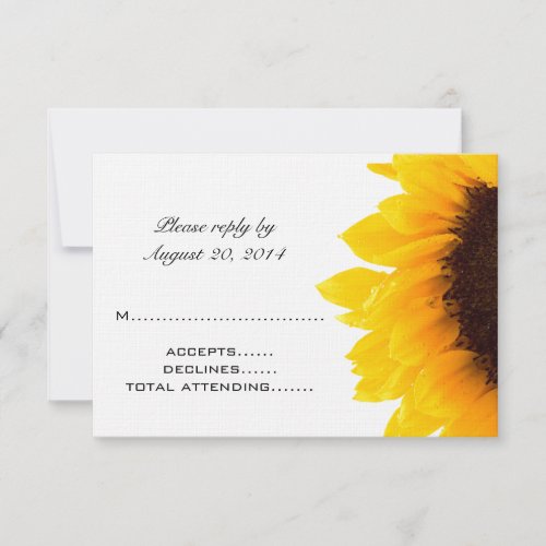 Yellow Black Sunflower Wedding RSVP Cards
